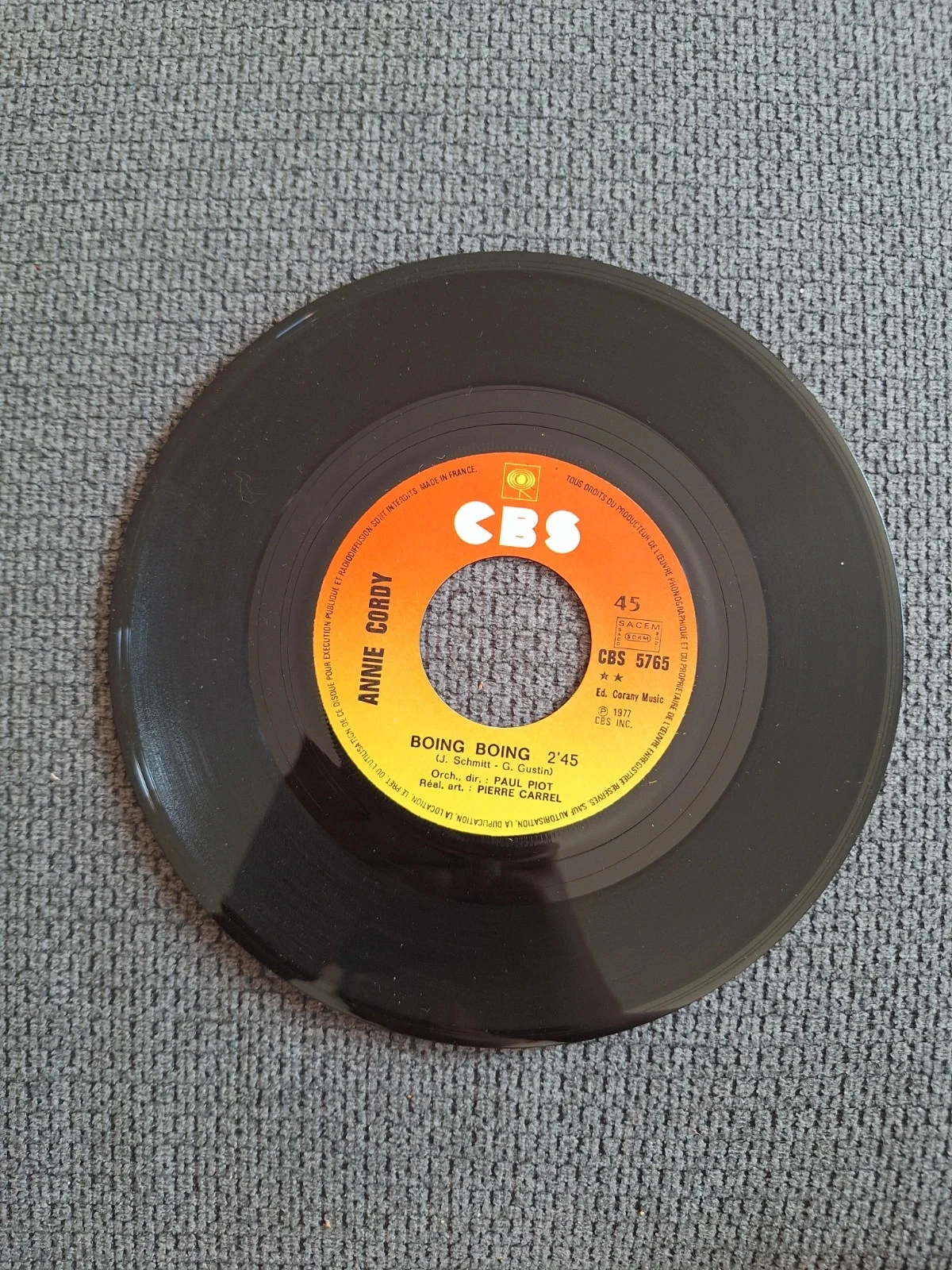 Disco de Vinil 45 RPM - Annie Cordy – Boing-Boing / Petit Pâté (1977) - CBS – photo 3